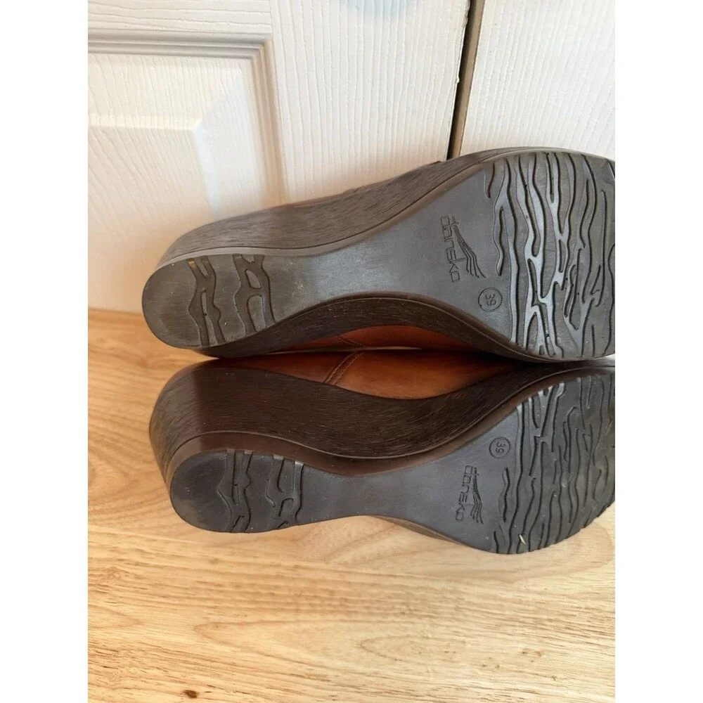 Dansko Rosaline Brown Leather Wedge Heel Shoes Size EU 39